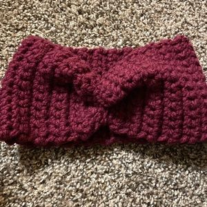 Burgundy hand made crochet head band